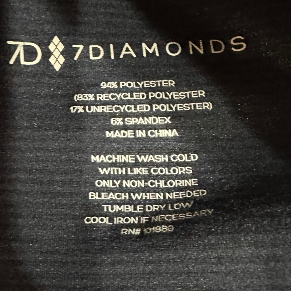 7 Diamonds Core T-Shirt Mens Navy Blue Ribbed Athletic Performance Gorpcore M - Picture 6 of 6